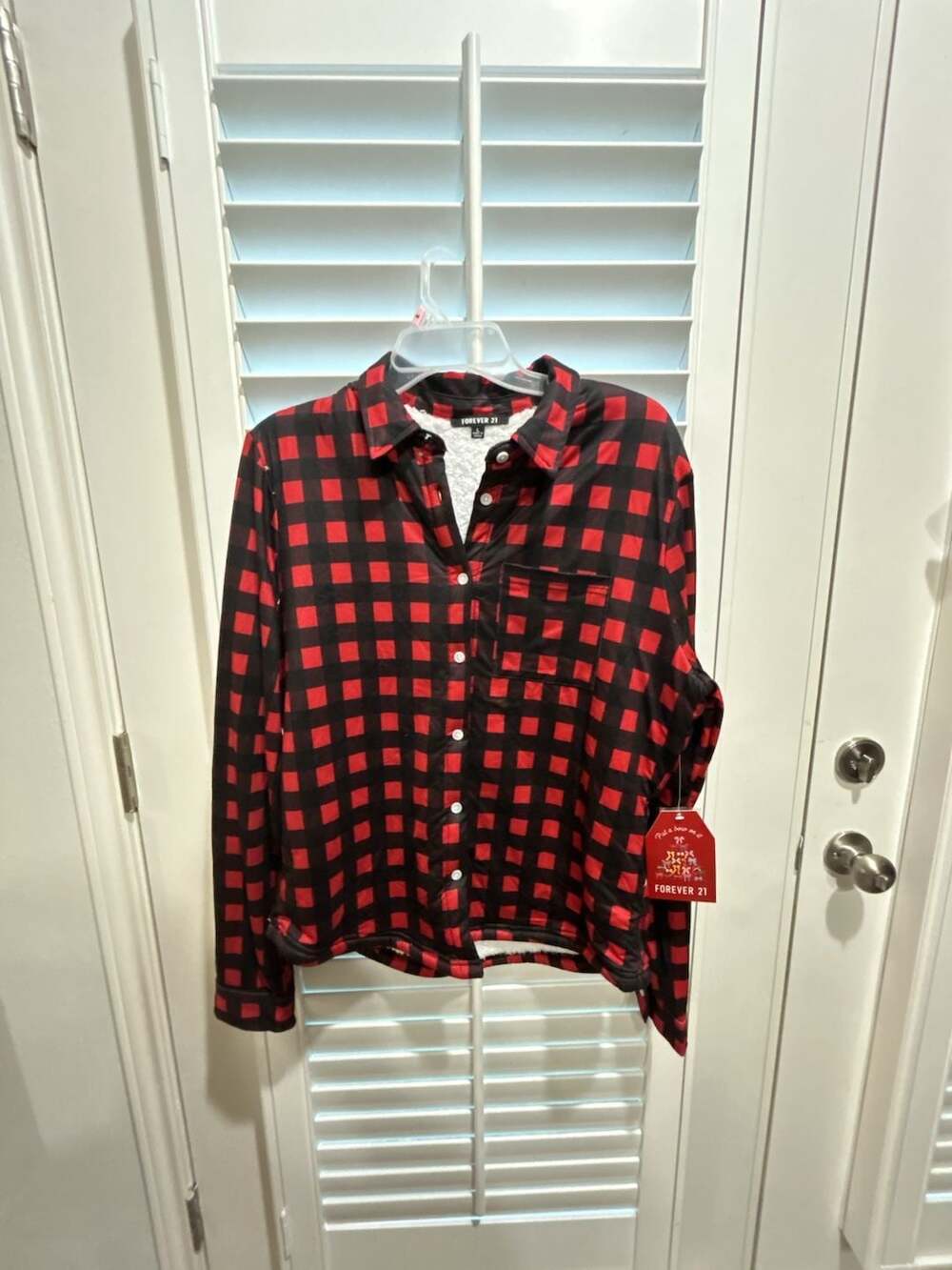 Forever 21 Red and Black Buffalo Plaid Button-Down Shirt